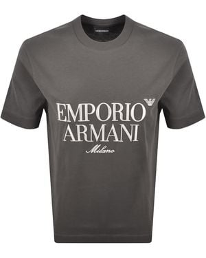 Armani Emporio Crew Neck Logo T Shirt - Grey
