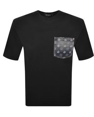 DSquared² Monogram Denim Pocket T Shirt - Black