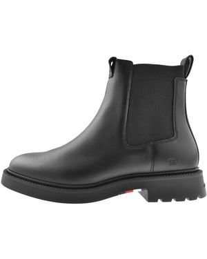 Tommy Hilfiger Leather Chelsea Boots - Black