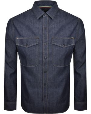 Replay Denim Look Long Sleeved Shirt - Blue