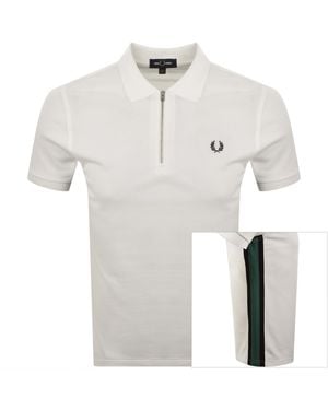 Fred Perry Tramline Quarter Zip Polo T Shirt - White