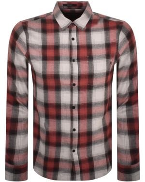Replay Checked Long Sleeved Shirt - Red