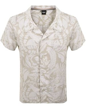 BOSS BUSINESS Boss Short Sleeve Beach Shirt - Grey