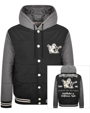TRUE RELIGION Varsity Puffer Jacket - Black