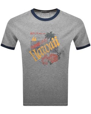 Replay Graphic T Shirt - Grey