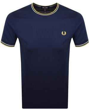 Fred Perry Twin Tipped T Shirt French - Blue