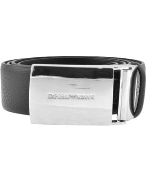 Armani Emporio Logo Leather Belt - Black
