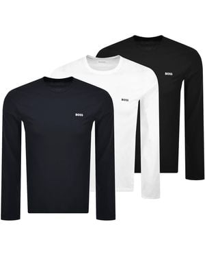 BOSS BUSINESS Boss 3 Pack Long Sleeve T Shirts - Black