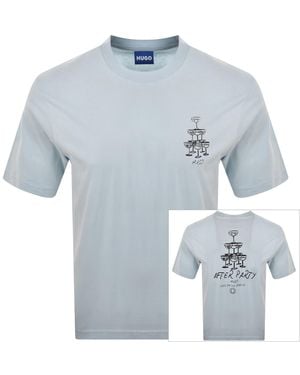 HUGO Printed Artwork T Shirt - Blue