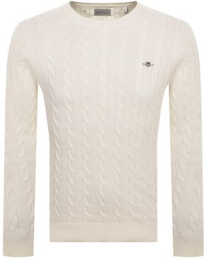 GANT Classic Cotton Cable Knit Jumper - White