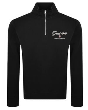 GANT Graphic Half Zip Sweatshirt - Black