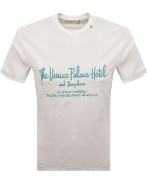 Replay Graphic T Shirt Natural - Grey