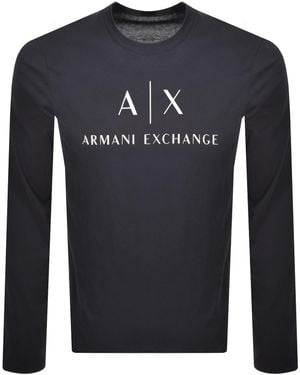 ARMANI EXCHANGE Long Sleeve Logo T Shirt - Blue