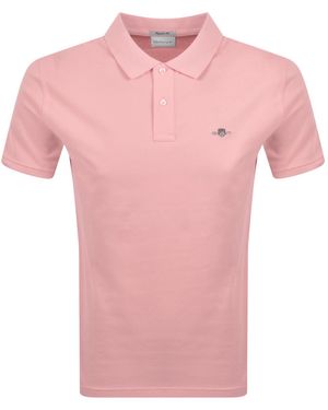 GANT Regular Shield Pique Polo T Shirt - Pink