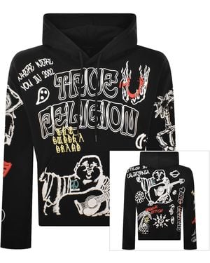 TRUE RELIGION Sketched Logo Boxy Hoodie - Black