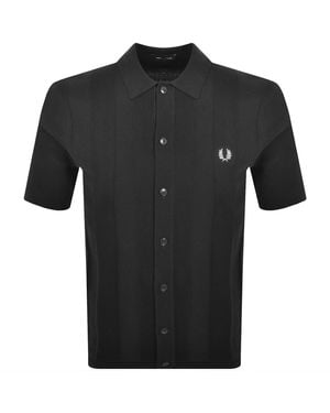 Fred Perry Vertical Stripe Knit Polo Shirt - Black
