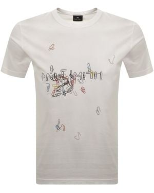 Paul Smith Paperclips Graphic T Shirt - Grey