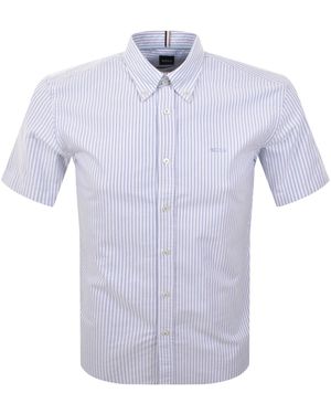 BOSS BUSINESS Boss Short Sleeve Roan Striped Shirt - Blue