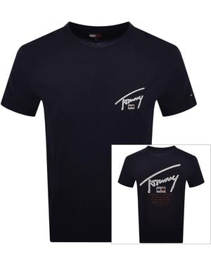 Tommy Hilfiger Signature Backprint T Shirt - Blue