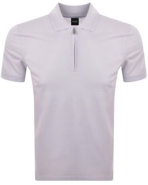 BOSS BUSINESS Boss Paras Quarter Zip Polo - Purple