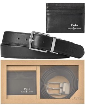 Ralph Lauren Belt And Card Holder Gift Set - Black