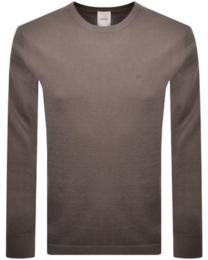 Calvin Klein Merino Wool Crew Neck Jumper - Brown