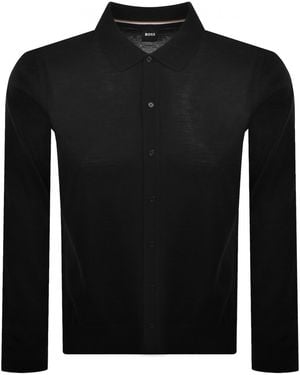 BOSS BUSINESS Boss Helbert Merino Wool Knit Polo - Black