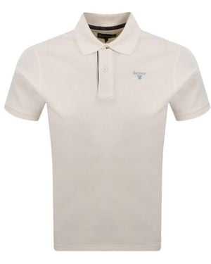 Barbour Tartan Pique Polo T Shirt - White