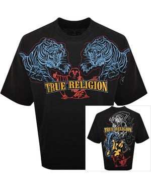TRUE RELIGION Tiger Oversized T Shirt - Black