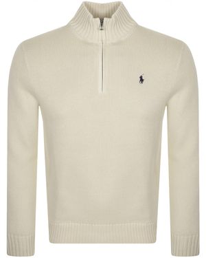 Ralph Lauren Half Zip Knit Sweater - Natural