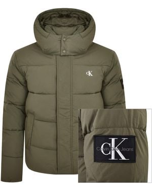 Calvin Klein Quilted Hooded Puffer Jacket - Green