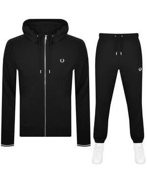 Fred Perry Tipped Hooded Zip Tracksuit - Black