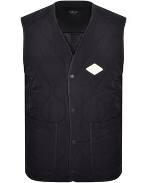 Replay Quilted Gilet Dark - Black