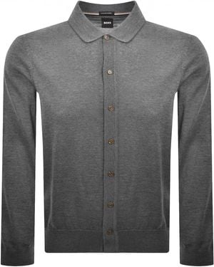 BOSS BUSINESS Boss Helbert Merino Wool Knit Polo - Grey