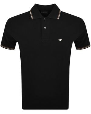Armani Emporio Short Sleeved Polo T Shirt - Black