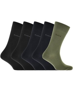 BOSS BUSINESS Boss 5 Pack Logo Crew Socks - Black