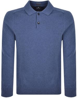 Paul Smith Long Sleeve Polo Sweater - Blue