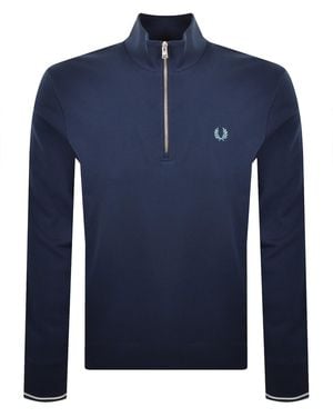 Fred Perry Half Zip Sweatshirt Tennis - Blue