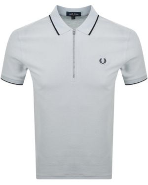Fred Perry Zip Neck Crepe Polo - Grey
