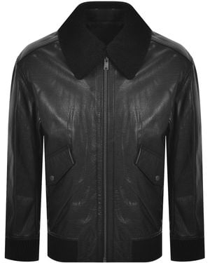 BOSS Boss Jopeak Leather Aviator Jacket - Black