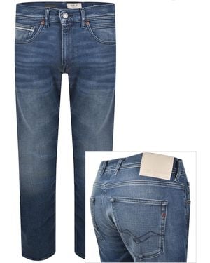 Replay Grover Straight Fit Mid Wash Jeans - Blue