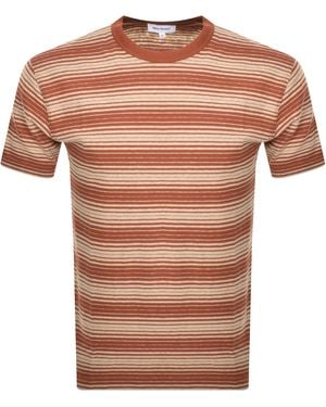 Norse Projects Johannes Spaced Stripe T Shirt - Orange
