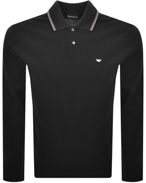 Armani Emporio Long Sleeved Polo T Shirt - Black