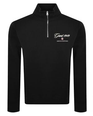 GANT Graphic Half Zip Sweatshirt - Black