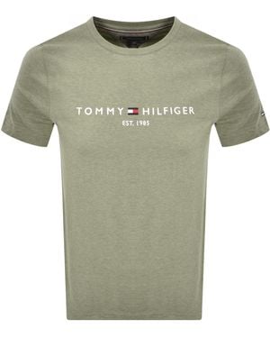 Tommy Hilfiger Logo Slim Fit T Shirt - Green