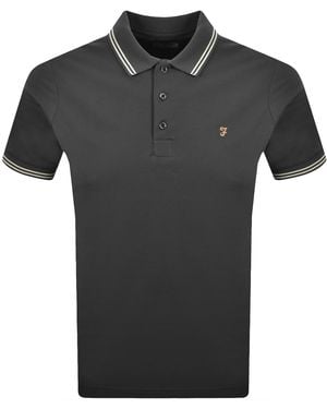 Farah Farah Bowes Tipping Polo T Shirt Washed - Black