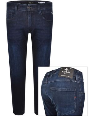 Replay Anbass Power Stretch Dark Wash Jeans - Blue