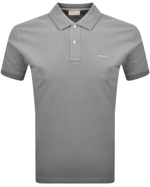 GANT Contrast Pique Polo T Shirt Mid - Grey