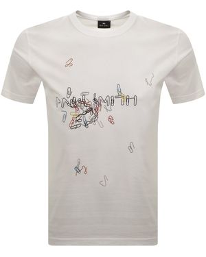 Paul Smith Paperclips Graphic T Shirt - Grey