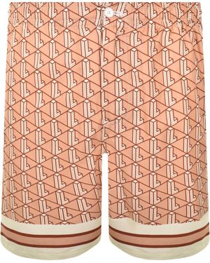 Lacoste Monogram Print Shorts - Pink